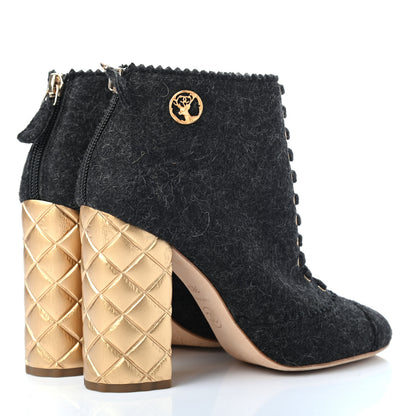 Chanel Chine Felt Short Boots 36.5 Black 4 of 8