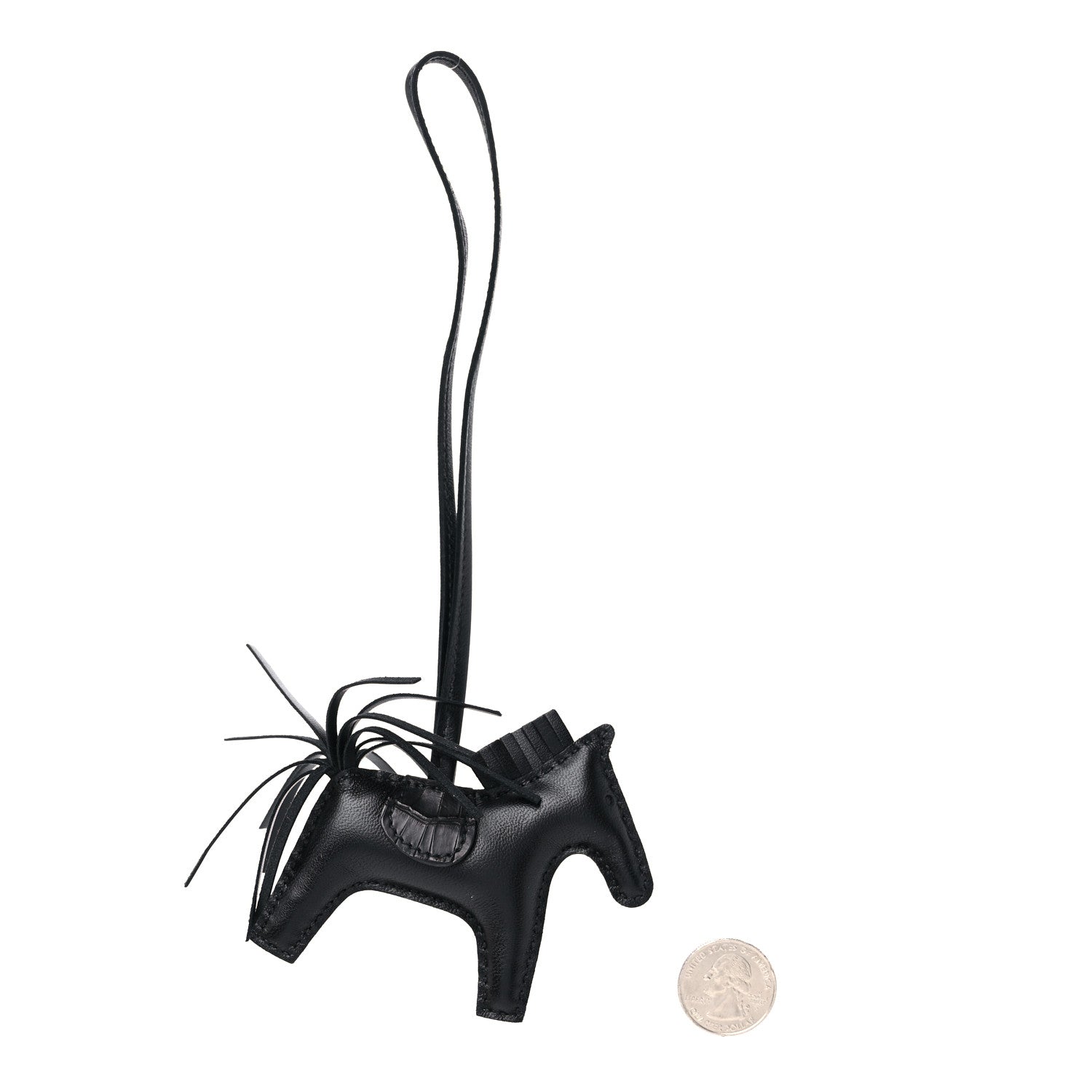 Hermes Milo Lambskin Matte Alligator Touch Grigri Rodeo Horse Bag Charm PM So Black 2 of 5