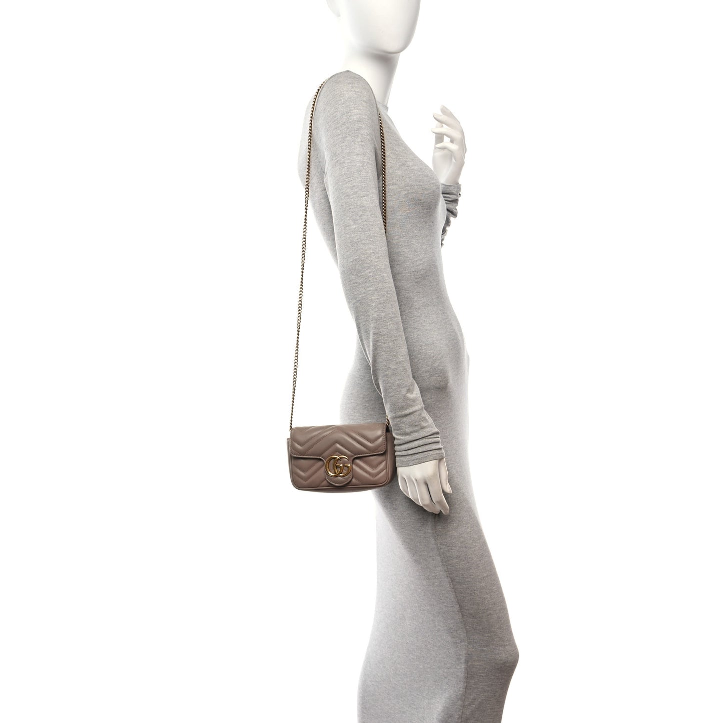 Calfskin Matelasse Super Mini GG Marmont Shoulder Bag Porcelain Rose