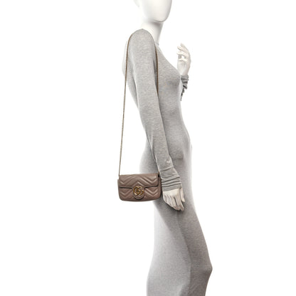 Gucci Calfskin Matelasse Super Mini GG Marmont Shoulder Bag Porcelain Rose 2 of 11