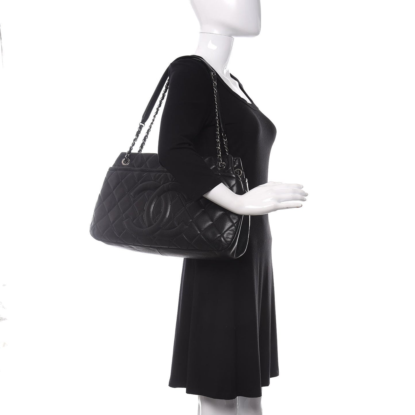 Caviar Quilted Timeless CC Soft Tote Black