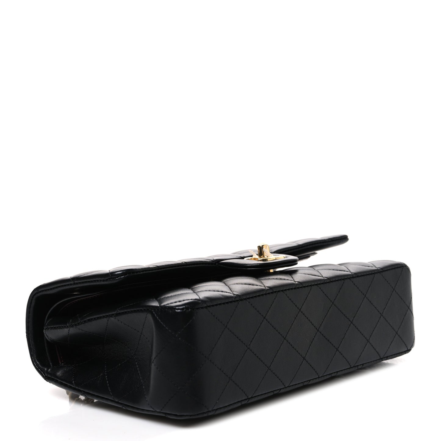 Lambskin Quilted Medium Double Flap Black