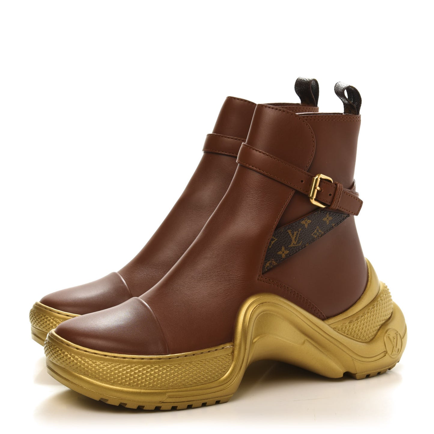 Calfskin LV Archlight Ankle Boots 37.5 Cognac Brown
