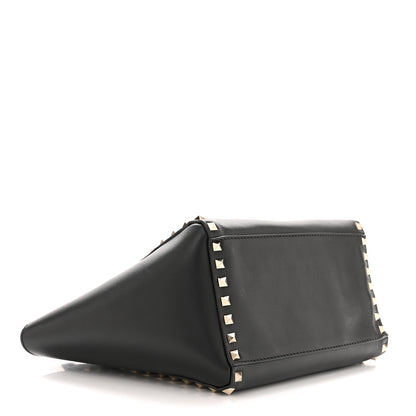 Valentino Garavani Vitello Small Rockstud Double Handle Tote Black 4 of 9