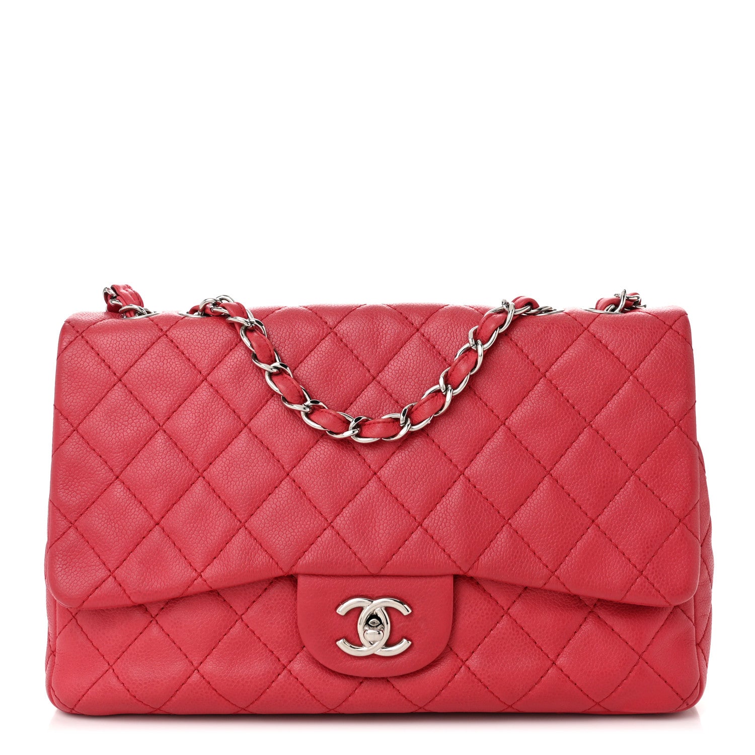 Chanel Caviar Quilted Jumbo Single Flap Fuchsia 1 of 10