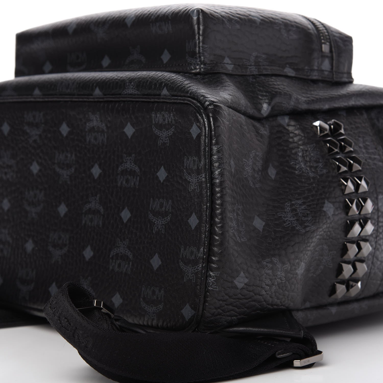 MCM Visetos Medium Side Studs Stark Backpack Black 7 of 9