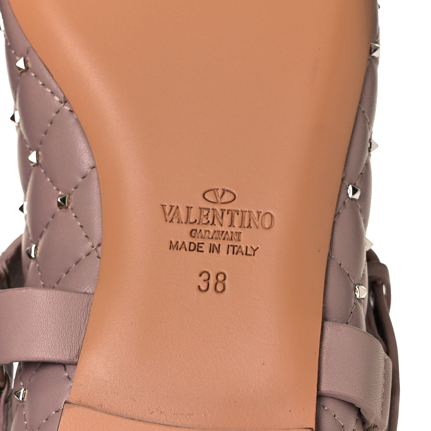 Valentino Garavani Lambskin Rockstud Spike Captoe Ballerina Flats 38 Poudre Gold 6 of 12