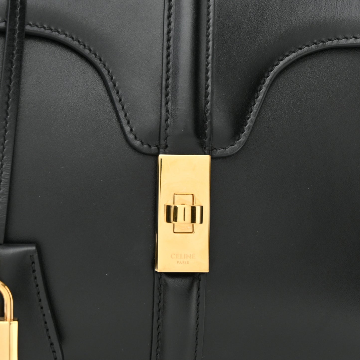 Satinated Calfskin Small 16 Top Handle Bag Black