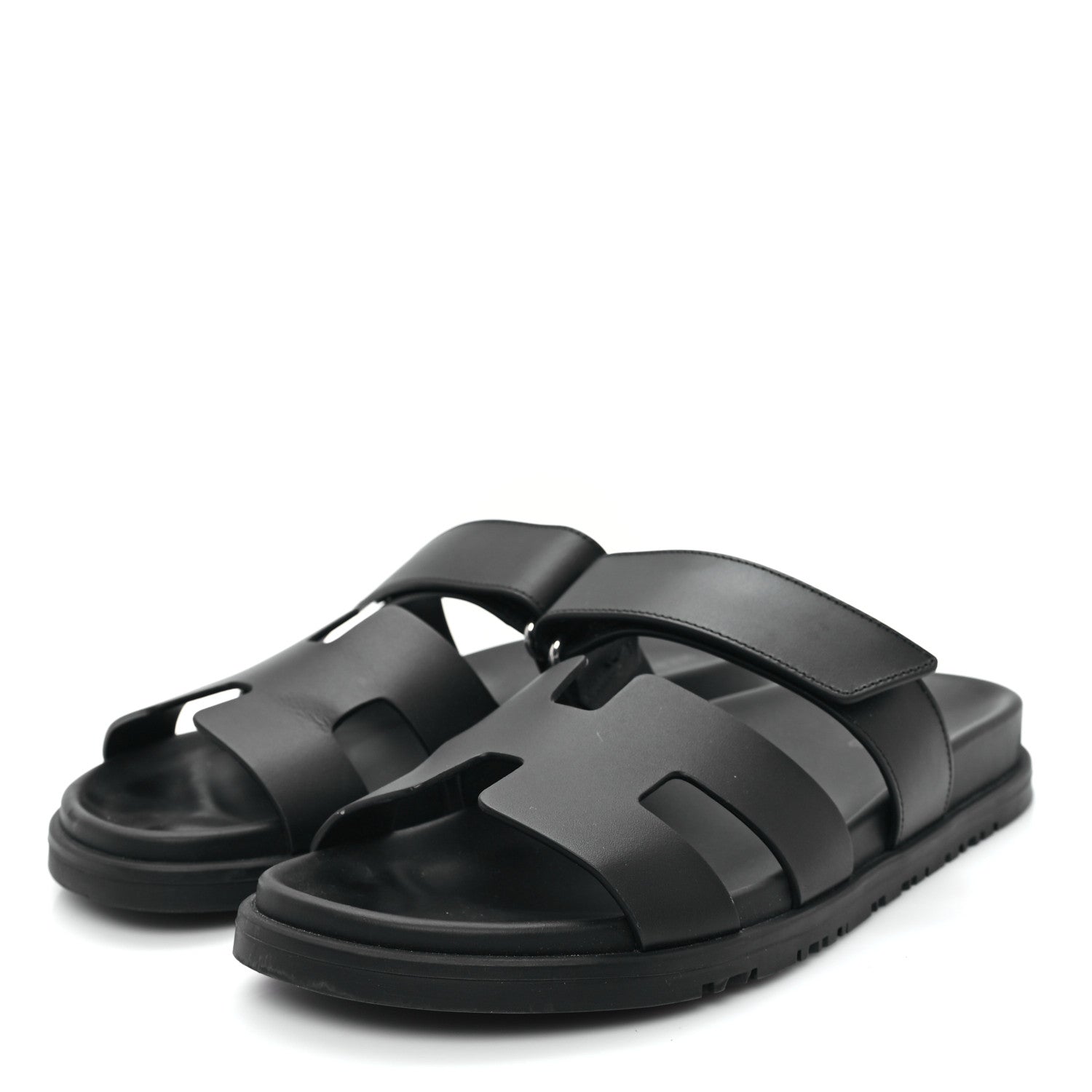 Hermes Calfskin Womens Chypre Sandals 38.5 Black 4 of 10