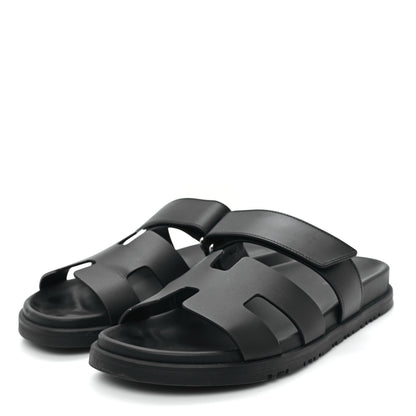 Hermes Calfskin Womens Chypre Sandals 38.5 Black 4 of 10