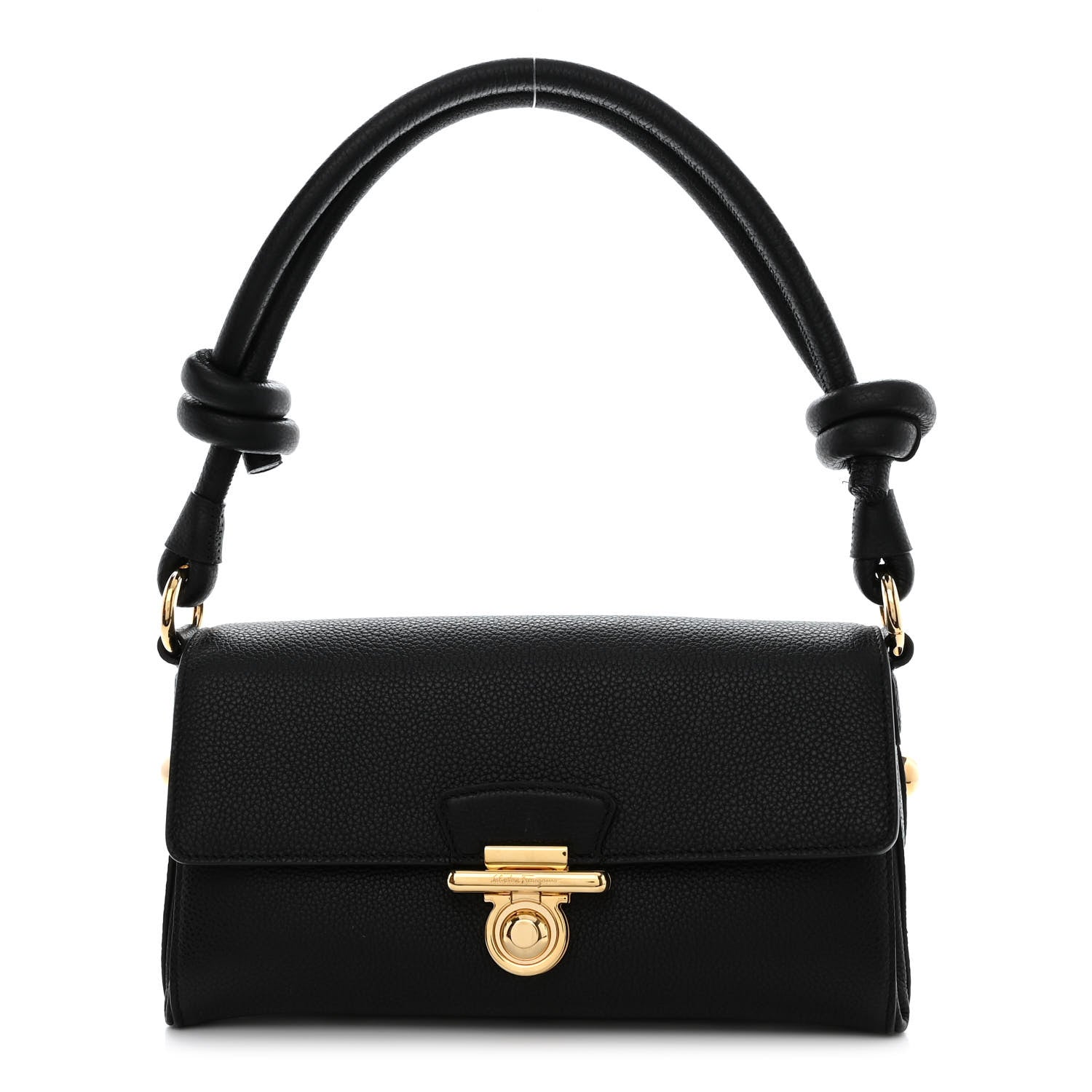 Salvatore Ferragamo Calfskin Glam Shoulder Bag Black 1 of 13