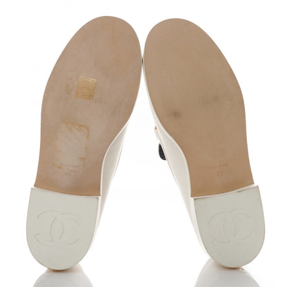 Chanel Lambskin Pearl Crystal Quilted CC Logo Jewelry Loafers 40 White 5 of 8