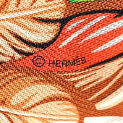Hermes Silk La Danse Pacifique Twilly Vert Vif Corail 4 of 4