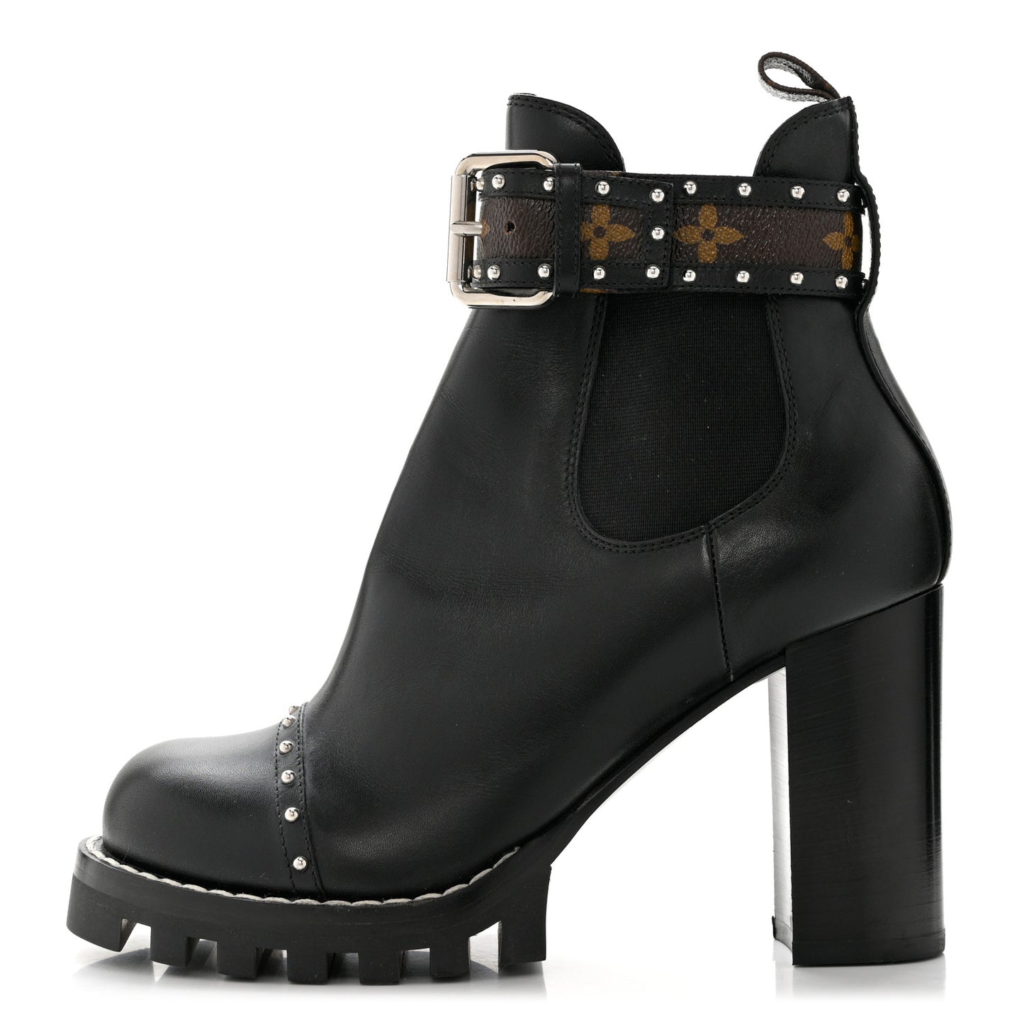 Calfskin Monogram Star Trail Chelsea Ankle Boots 38 Black