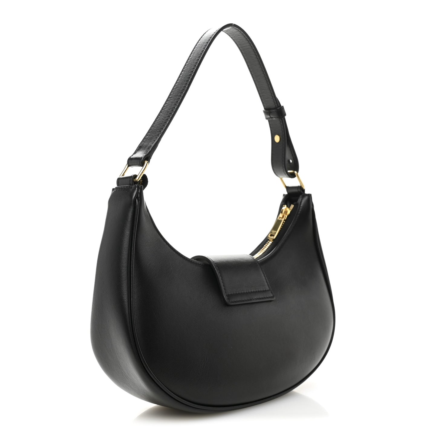Smooth Calfskin Medium Strap Ava Triomphe Shoulder Bag Black