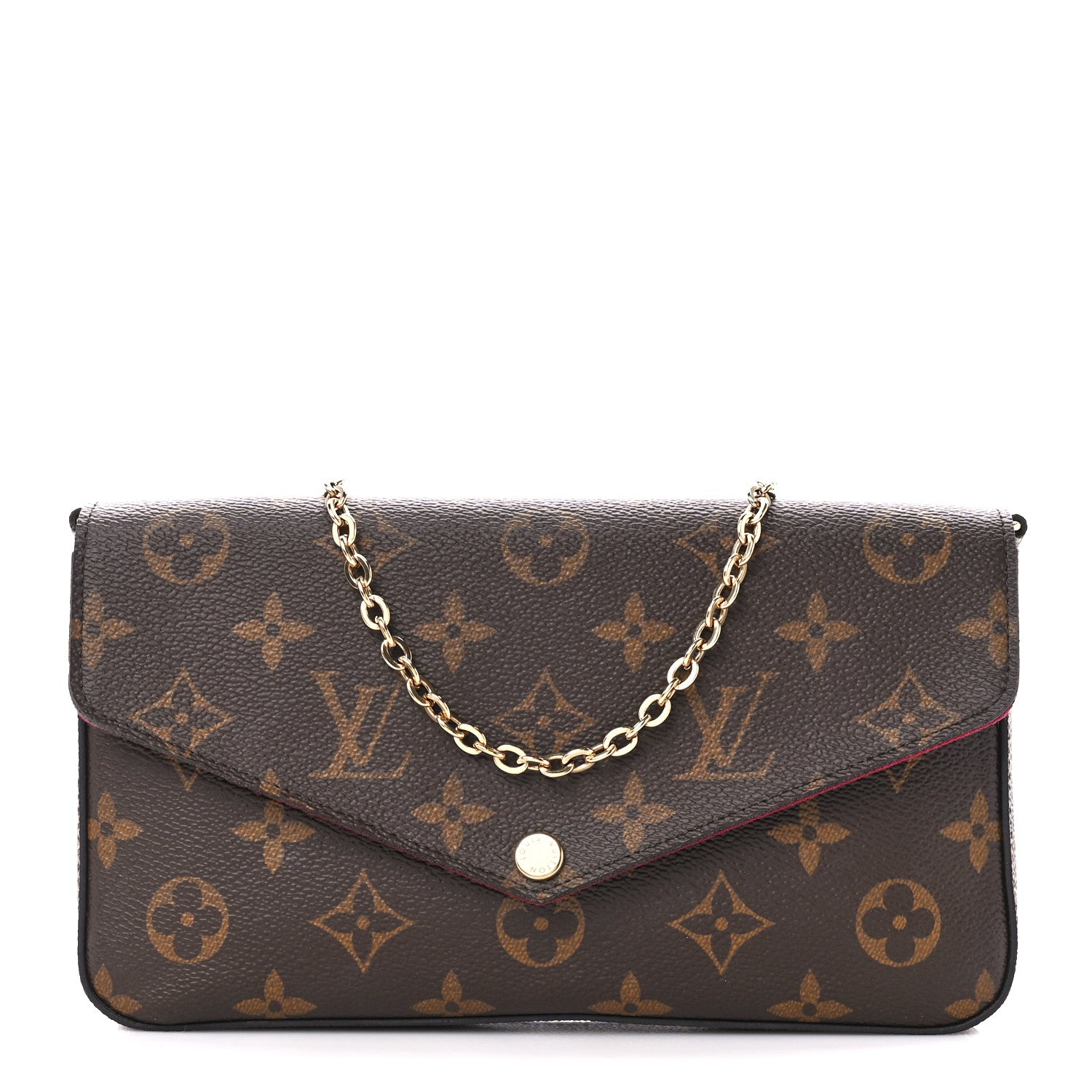 Louis Vuitton Monogram Pochette Felicie Chain Wallet Fuchsia 3 of 15