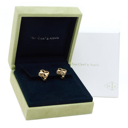 Van Cleef & Arpels 18K Yellow Gold Guilloche Vintage Alhambra Earrings 5 of 5