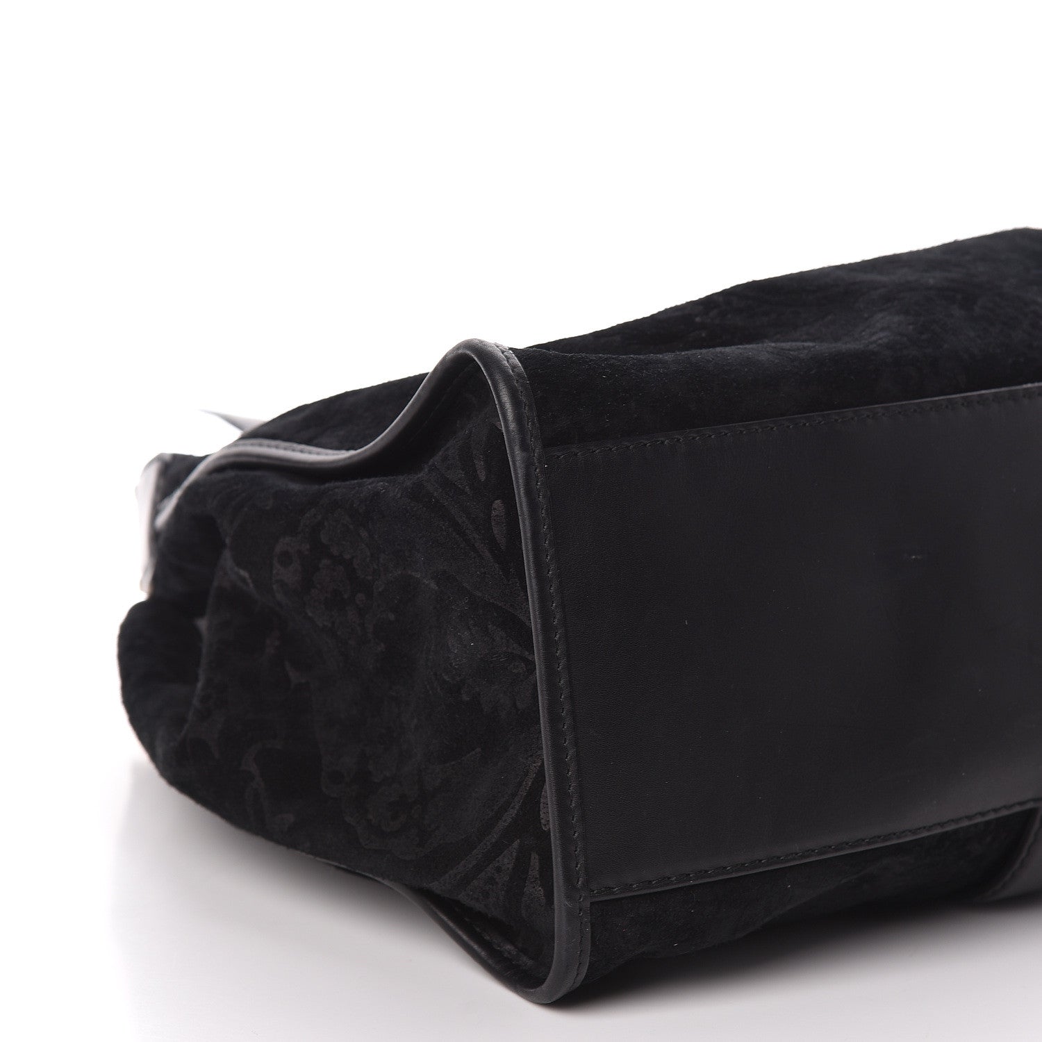 Gucci Nubuck Brocade Medium Soft Stirrup Shoulder Bag Black 5 of 10