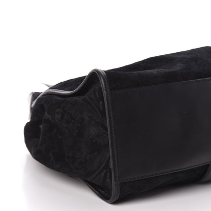 Gucci Nubuck Brocade Medium Soft Stirrup Shoulder Bag Black 5 of 10