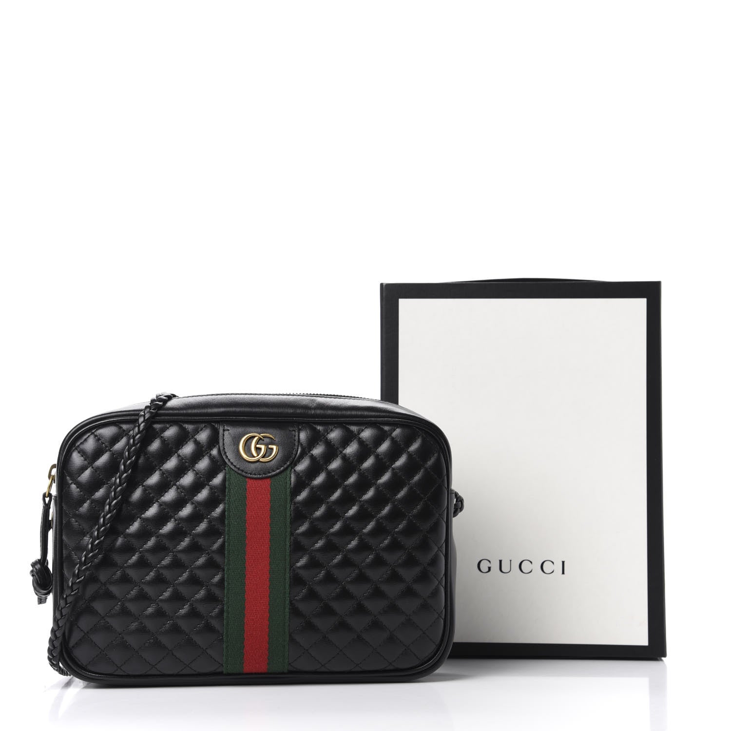 Gucci Calfskin Web Trapuntata Small GG Shoulder Bag Black 12 of 12