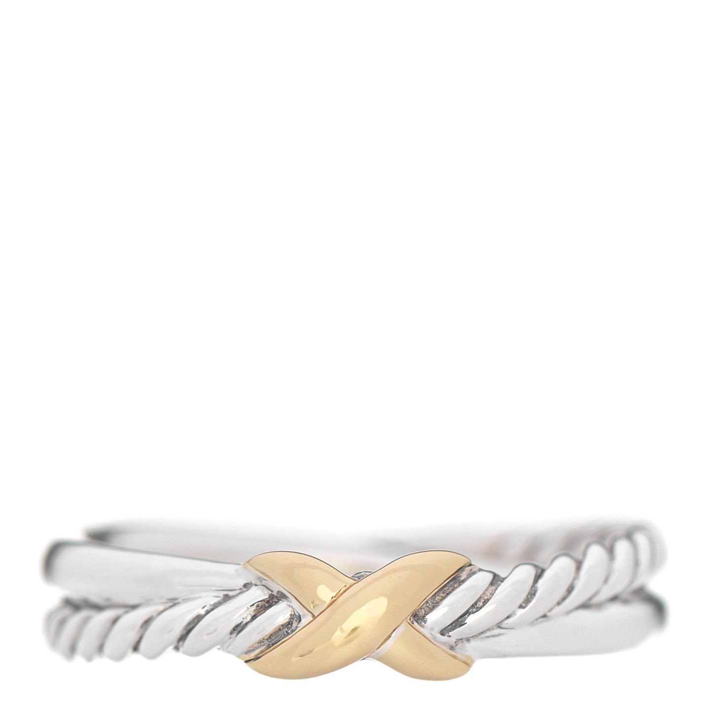 Sterling Silver 18K Yellow Gold Petite X Crossover Ring 56 7.5