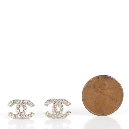 Chanel Crystal Timeless CC Earrings Silver 2 of 5