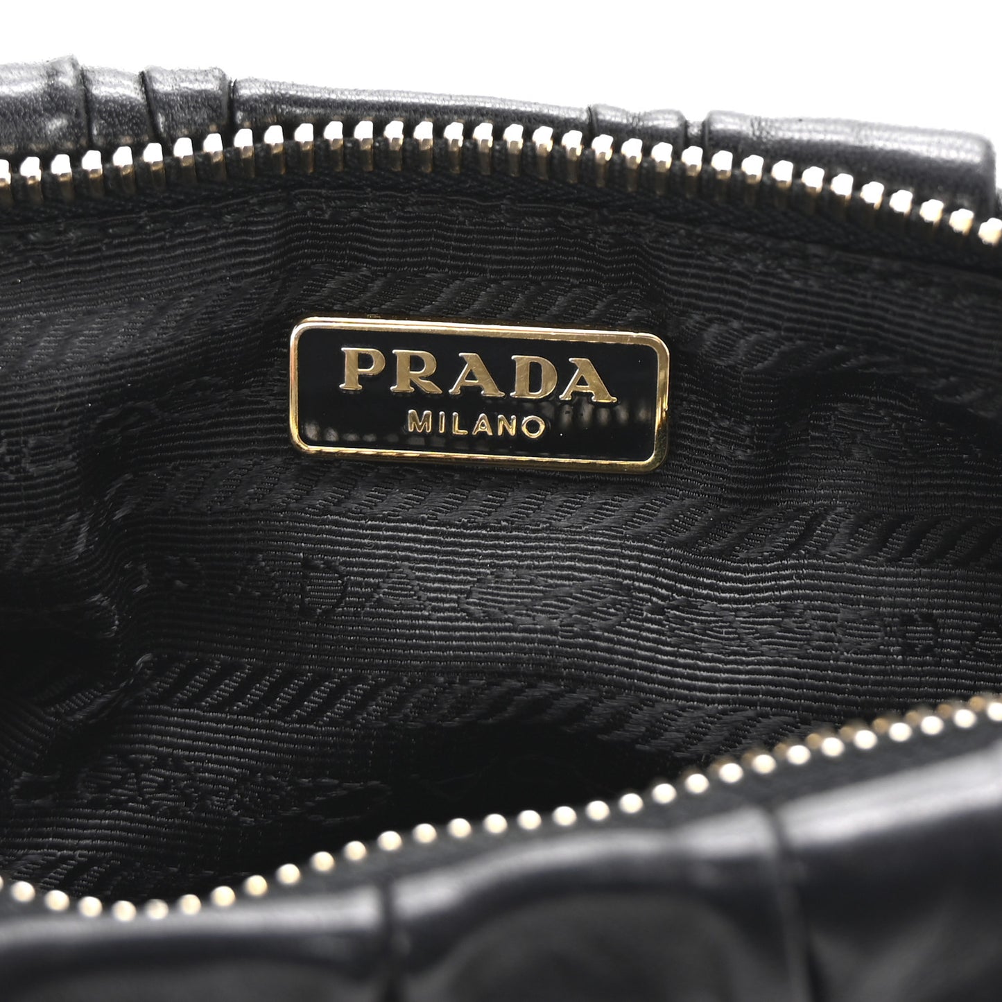 Nappa Gaufre Wristlet Clutch Black