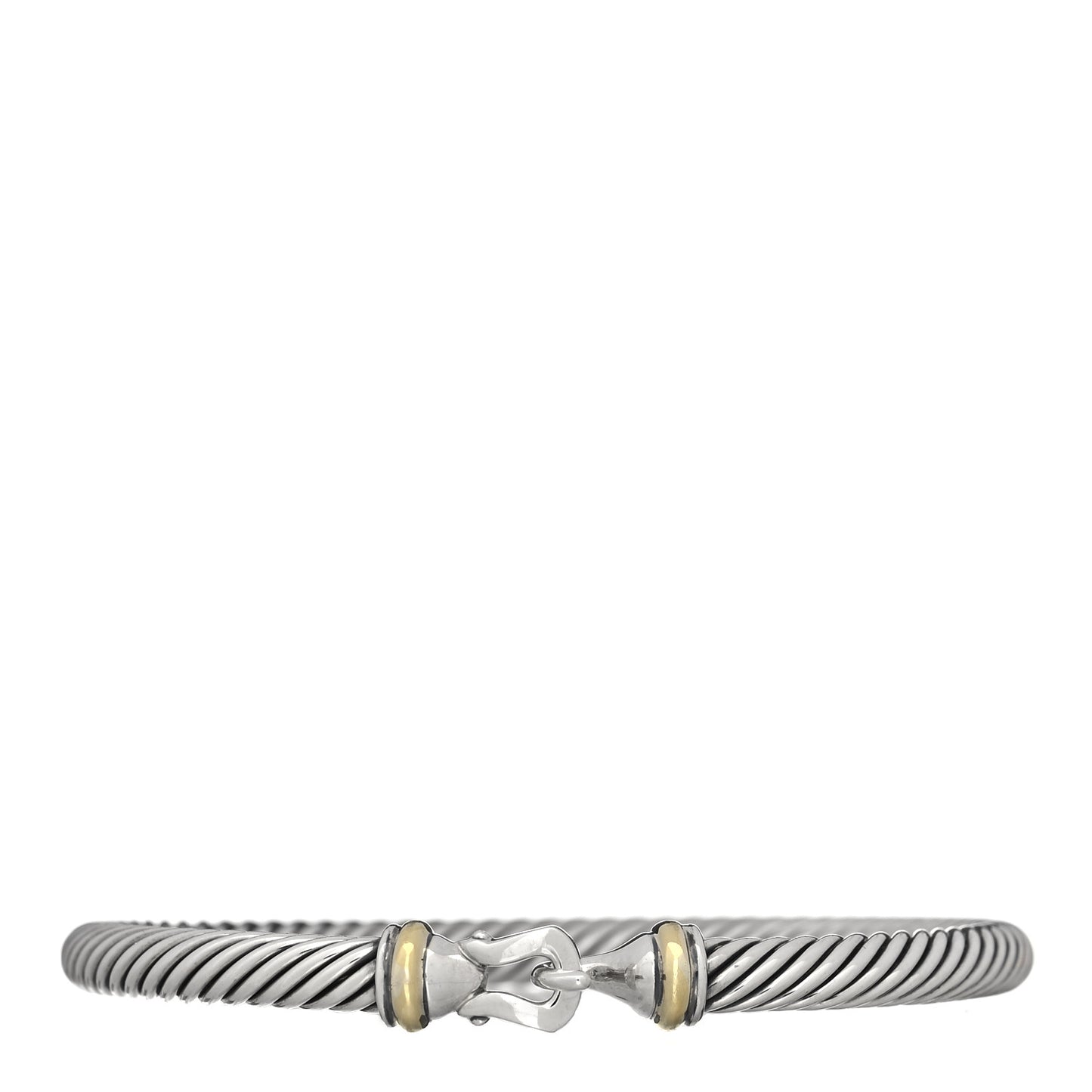 Sterling Silver 18K Yellow Gold 5mm Cable Classic Buckle Bracelet