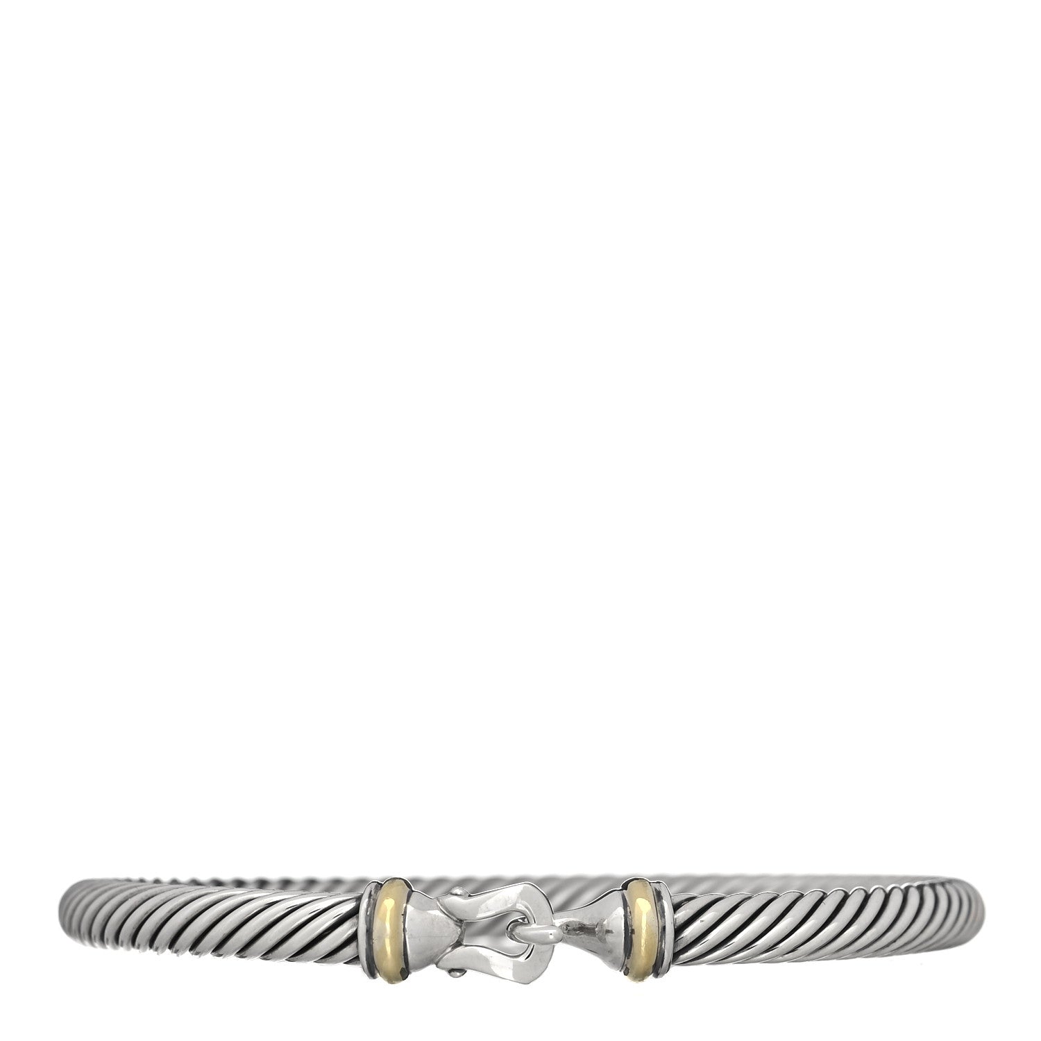 David Yurman Sterling Silver 18K Yellow Gold 5mm Cable Classic Buckle Bracelet 1 of 3
