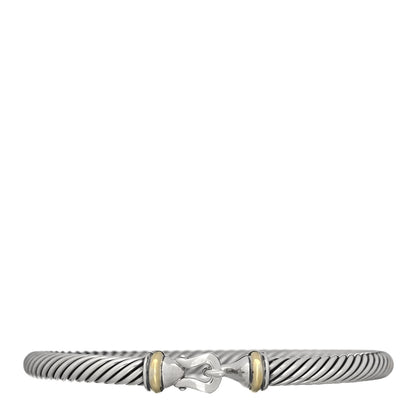 David Yurman Sterling Silver 18K Yellow Gold 5mm Cable Classic Buckle Bracelet 1 of 3