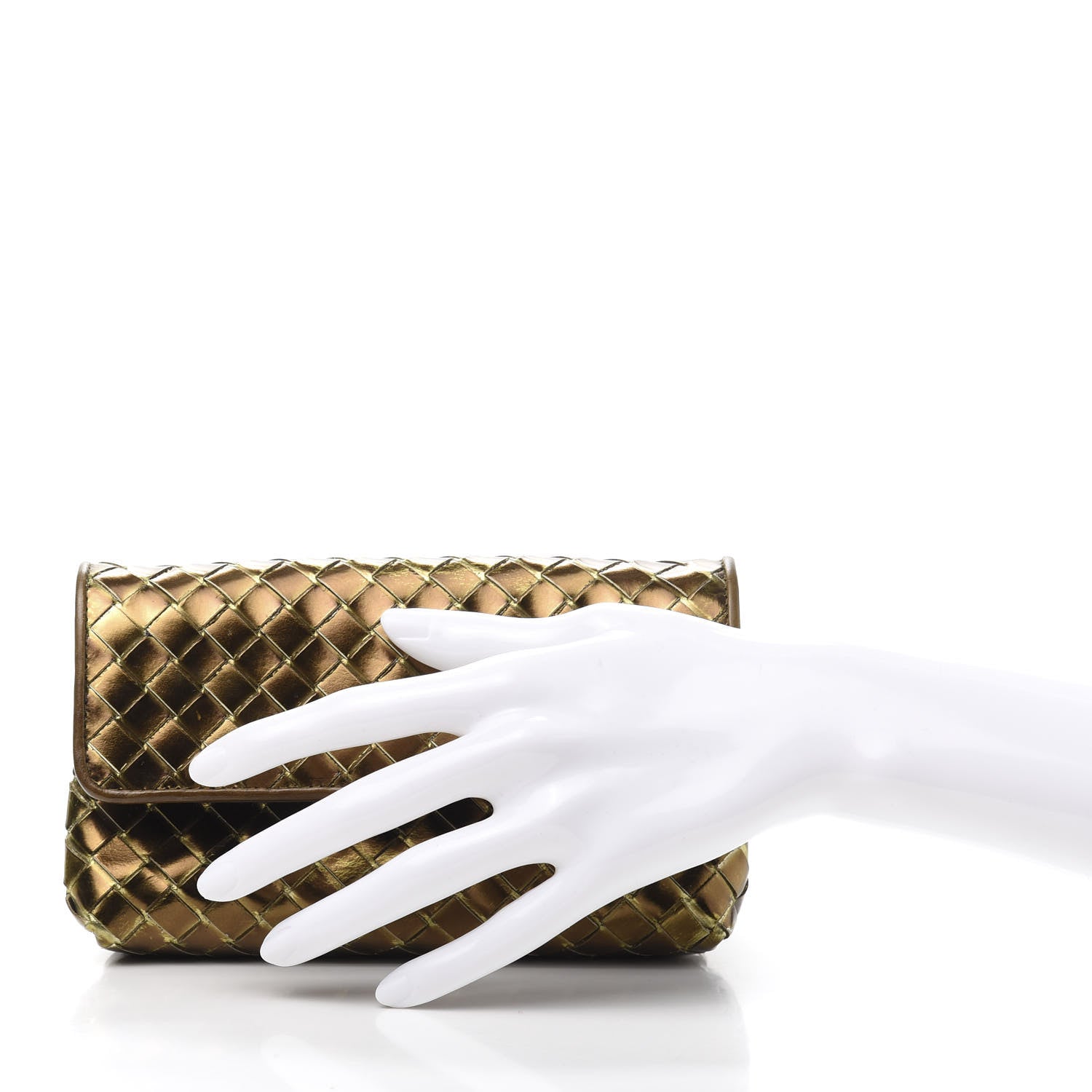 Bottega Veneta Metallic Nappa Intrecciato Cosmetic Case Dark Bronze 2 of 13