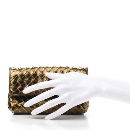 Bottega Veneta Metallic Nappa Intrecciato Cosmetic Case Dark Bronze 2 of 13
