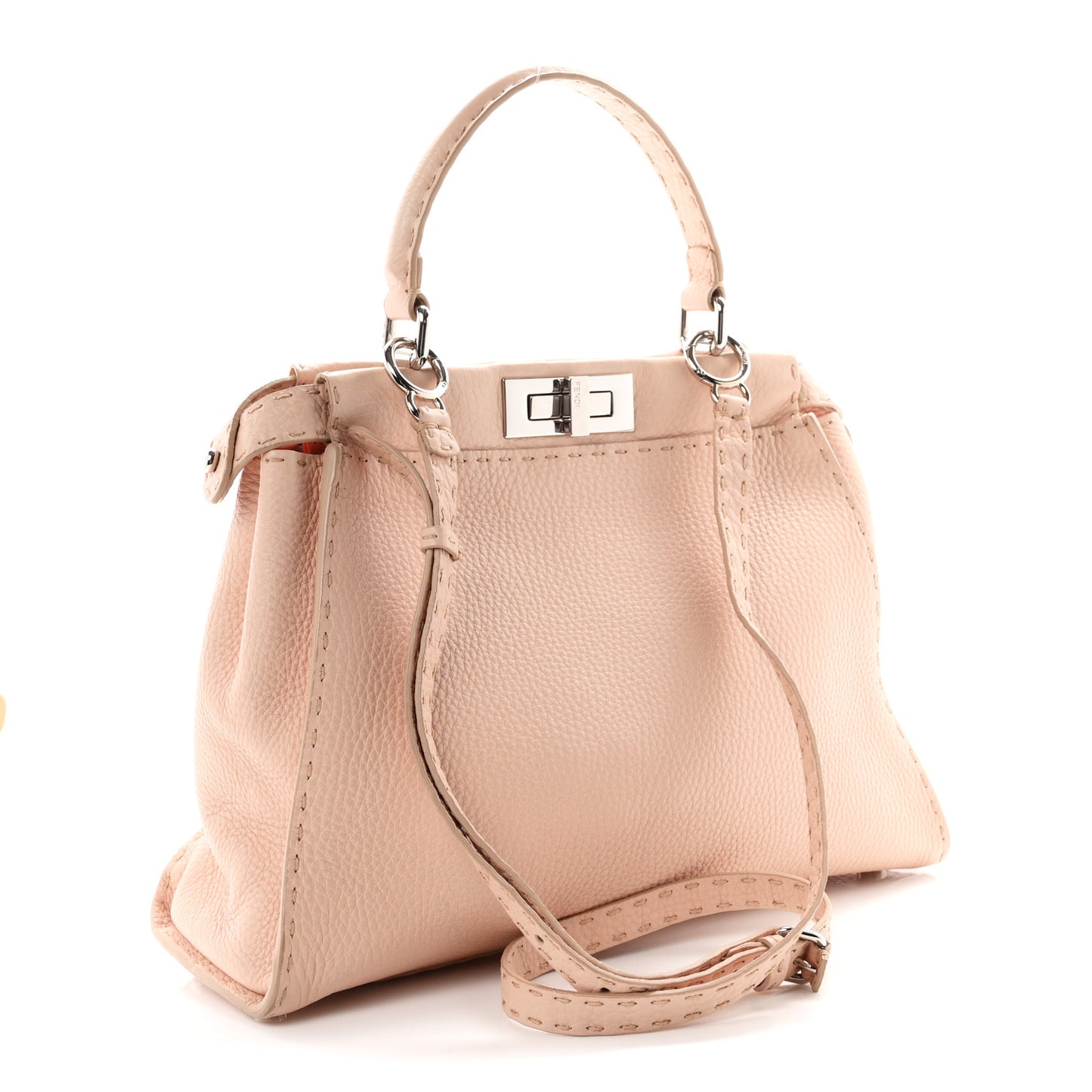 Cuoio Romano Selleria Bi-Color Medium Peekaboo Iconic Satchel Rosa Plaster Pesca