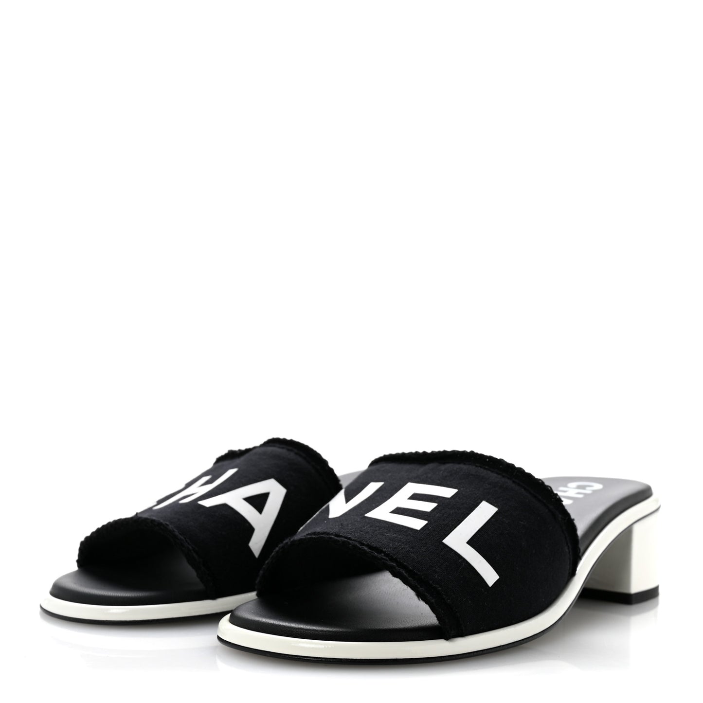 Cotton Logo Mule Sandals 41 Black White