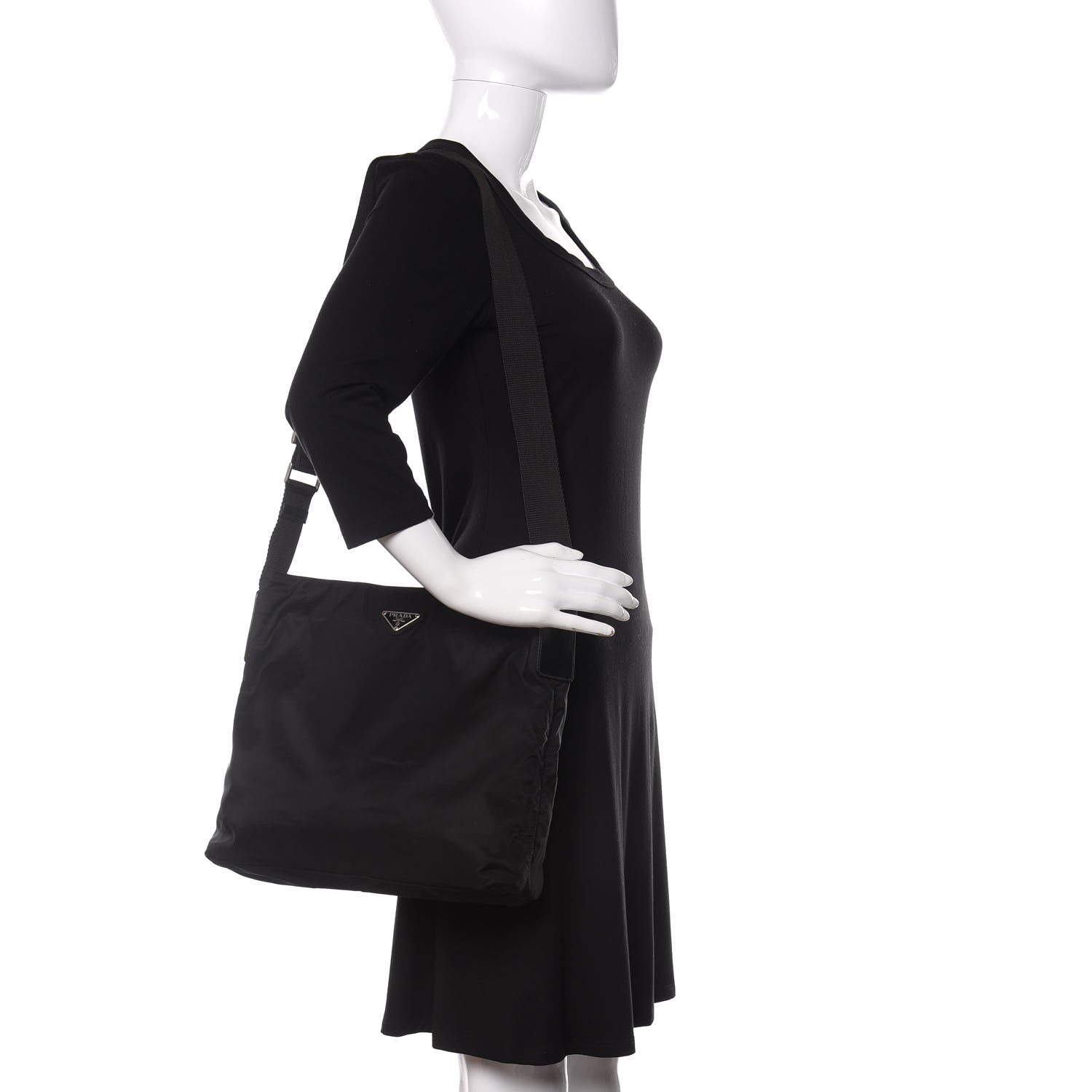 Prada Nylon Flat Messenger Bag Black 2 of 9