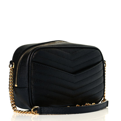 Saint Laurent Grain De Poudre Matelasse Monogram Mini Lou Camera Bag Black 3 of 7