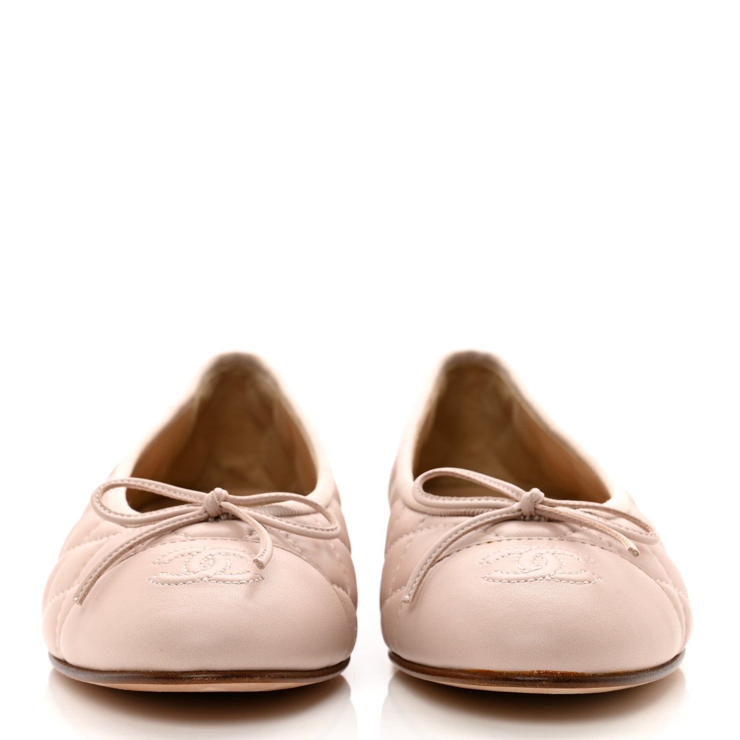 Chanel Lambskin Quilted CC Cap Toe Ballerina Flats 37 Light Pink 2 of 9