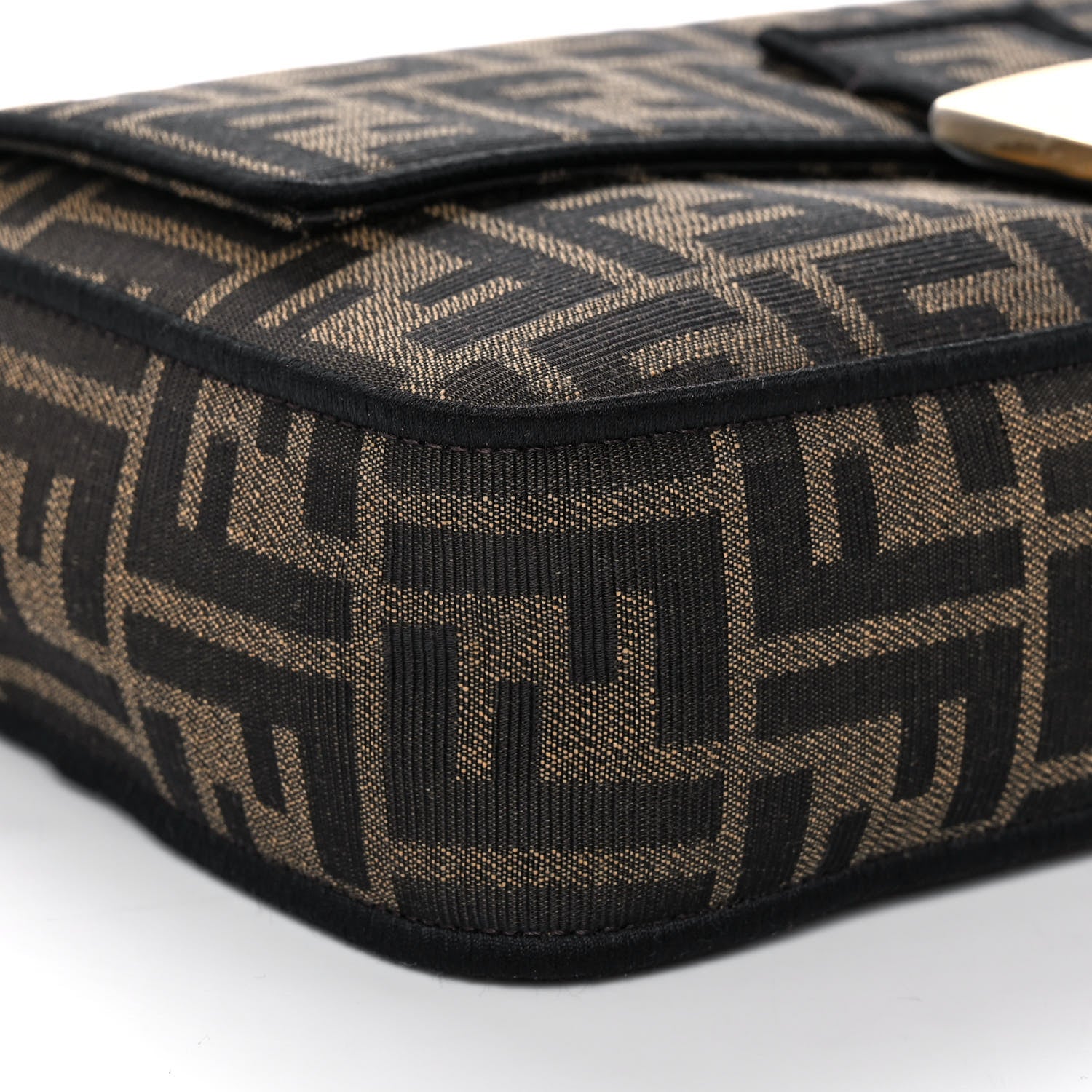 Fendi Fabric Jacquard FF 1974 Medium Baguette Tobacco Moro Black 11 of 12