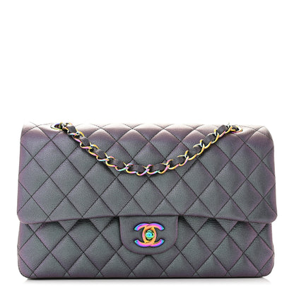 Chanel Iridescent Goatskin Quilted Medium Double Flap Purple 1 of 11