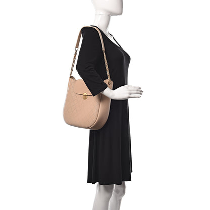 Chanel Grained Calfskin Perforated Small Flap Hobo Beige 2 of 10