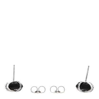David Yurman Sterling Silver Diamond Black Onyx 11mm Cable Wrap Earrings 6 of 8