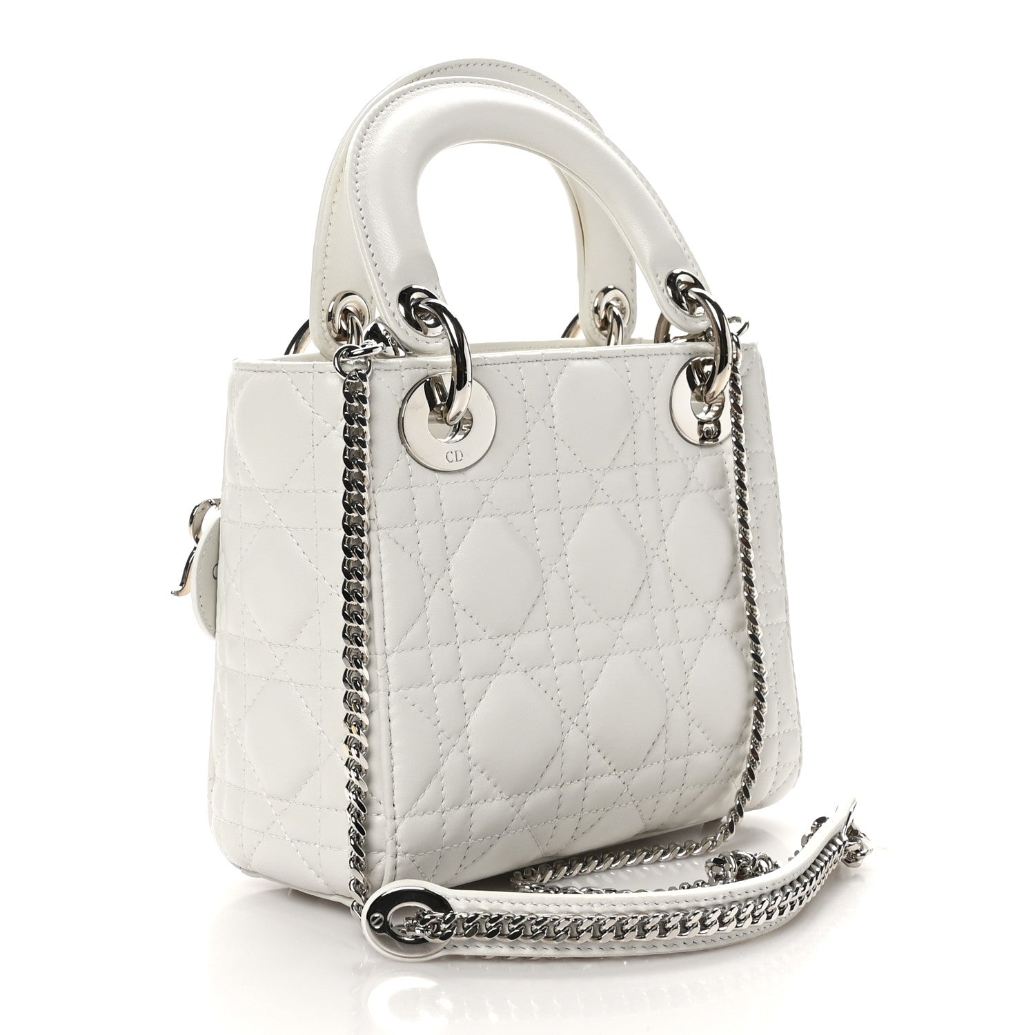 Christian Dior Lambskin Cannage Mini Lady Dior White 3 of 10