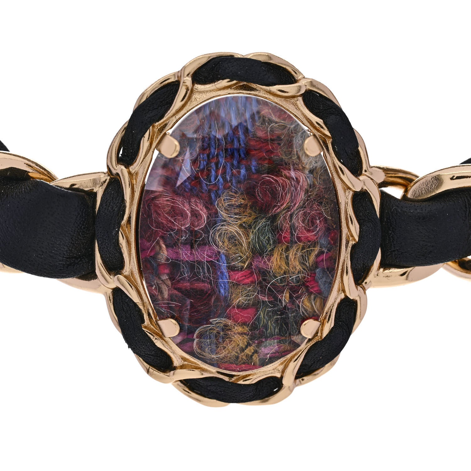 Chanel Lambskin Crystal Tweed Oval Choker Gold 4 of 6