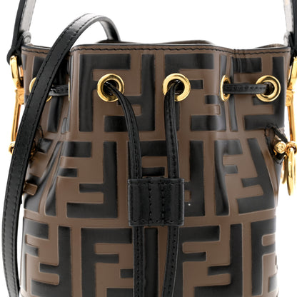 Fendi Vitello Liberty F is Fendi Bi-Color FF 1974 Embossed Mini Mon Tresor Bucket Bag Maya Black 8 of 11