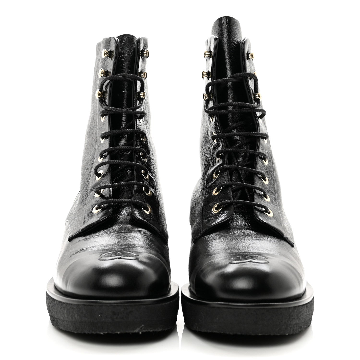 Chanel Calfskin Cap Toe Combat Boots 40 Black 3 of 9