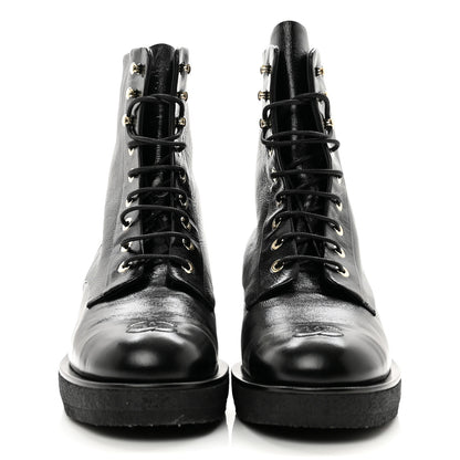 Chanel Calfskin Cap Toe Combat Boots 40 Black 3 of 9
