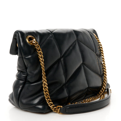 Saint Laurent Lambskin Quilted Small Loulou Puffer Monogram Chain Satchel Black 3 of 11