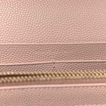 Saint Laurent Grain De Poudre Matelasse Chevron Monogram Chain Wallet Pale Blush 8 of 15