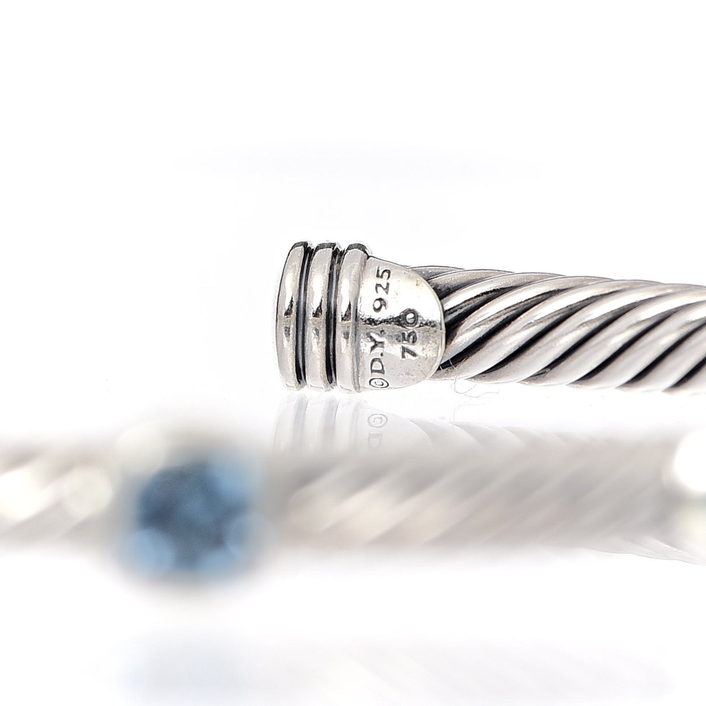 Sterling Silver 18K Yellow Gold Blue Topaz Turquoise 4mm Renaissance Bracelet