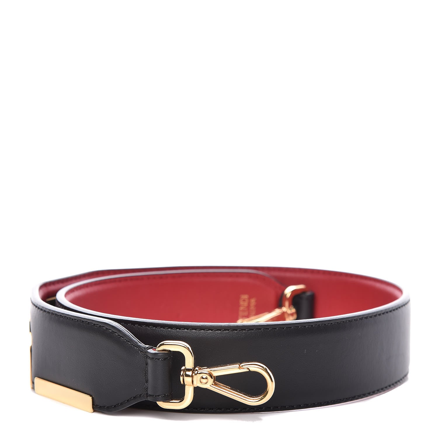 Fendi Vitello Century Metal Logo Bi-Color Strap You Black Fragola 1 of 6